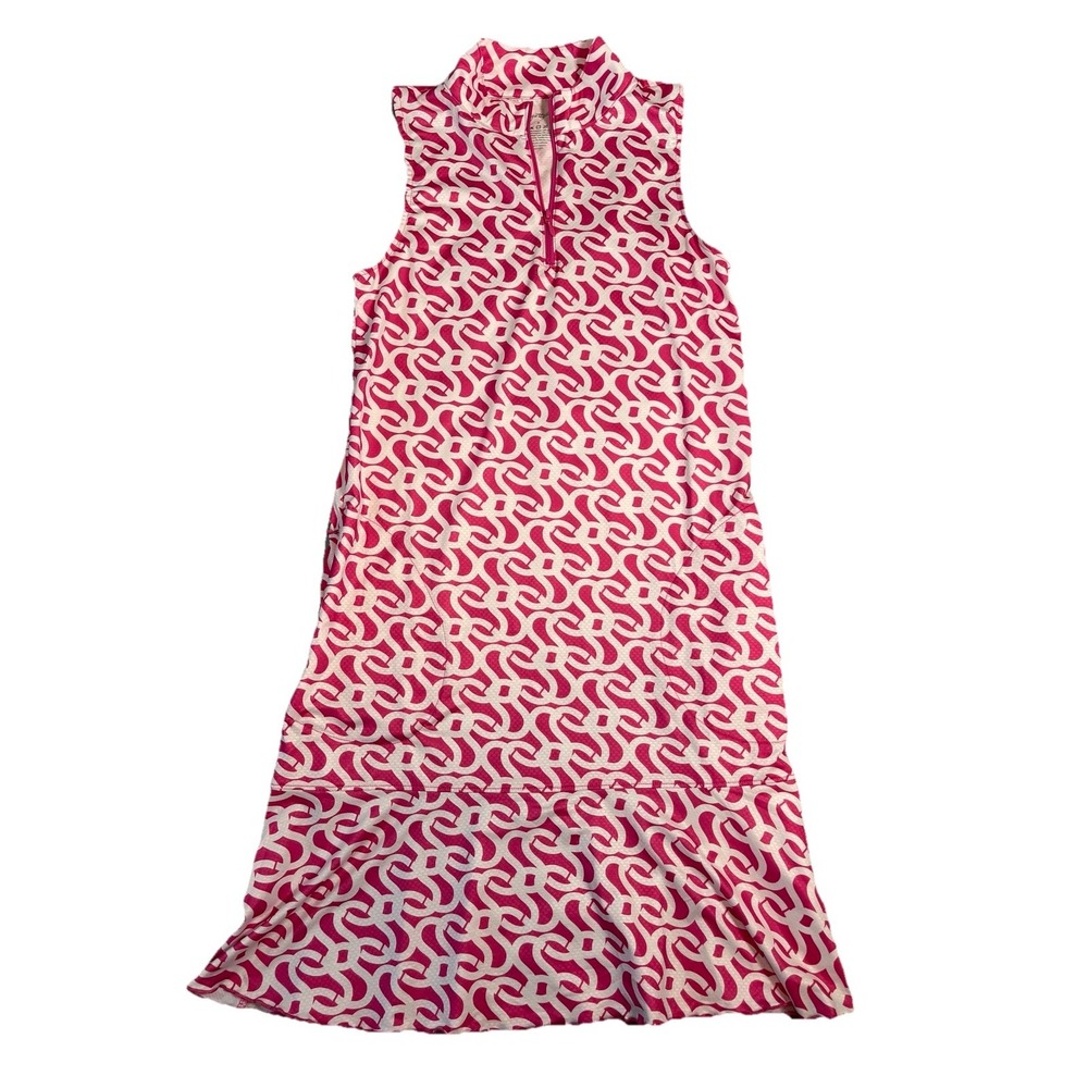 Gottex Studio Small Geo Pink Sleeveless Golf Pickleball Tennis Athletic Dress